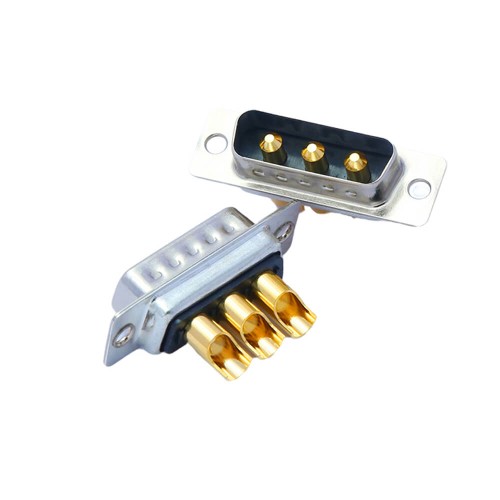 D-SUB 3W3 High Current Male Straight Solder Type 30A Gold Plated Solid Pin Single Hole D-SUB 3W3 High Current Male Straight Solder Type 30A Gold Plated Solid Pin Single Hole