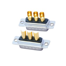 D-SUB 3W3 High Current Male Straight Solder Type 40A Gold Plated Solid Pin Single Hole