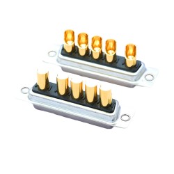 D-SUB 5W5 High Current Female Straight Solder Type 10A Gold Plated Solid Pin Single Hole 10A 20A 30A 40A