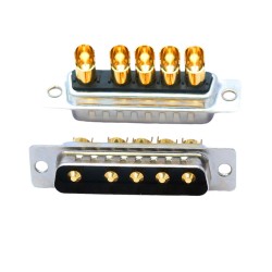 D-SUB 5W5 High Current Male Straight Solder Type 20A Gold Plated Solid Pin Single Hole 10A 20A 30A 40A