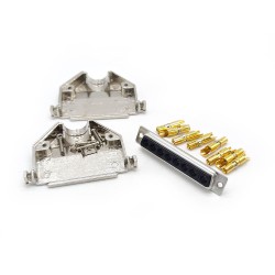 D-sub 8W8 Female Connector Straight Type Solder Type with Machine Pin with Metal Shell