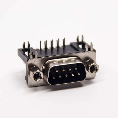 D SUB 9 Pin Connector Male Right Angled Staking Type Through Hole with Harpoon D SUB 9 Pin Connector Male Right Angled Staking Type Through Hole with Harpoon