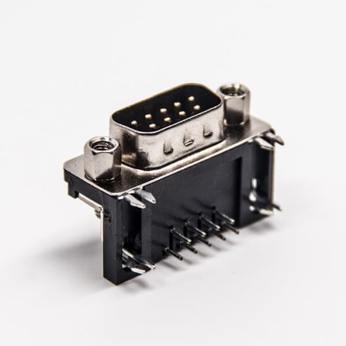 D SUB 9 Pin Connector Male Right Angled Staking Type Through Hole with Harpoon D SUB 9 Pin Connector Male Right Angled Staking Type Through Hole with Harpoon