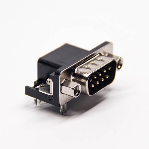 D SUB 9 Pin Connector Male Right Angled Staking Type Through Hole with Harpoon D SUB 9 Pin Connector Male Right Angled Staking Type Through Hole with Harpoon