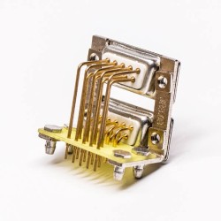 D SUB Connector Stacked Male 9 Pin Right Angled through Hole Staking Type for PCB Mount
