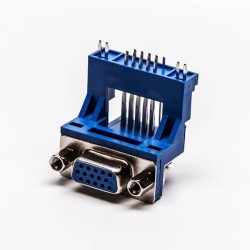D-sub HD Pin 15 Female 90° Degree Elevated Staking Type for PCB Mount