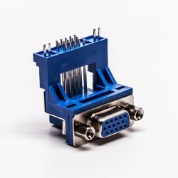 D-sub HD Pin 15 Female 90° Degree Elevated Staking Type for PCB Mount