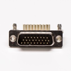 D sub Right Angle Plug 8.89 Staking type 26 Pin Machined Pin PCB Mount