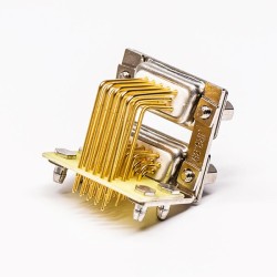 D SUB Stacked Connector 15Pin Male 90° 19.05 Staking type White Receptacle For PCB Mount