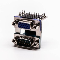 D sub Stacked Connector Degree Staking Type Though Hole for PCB Mount