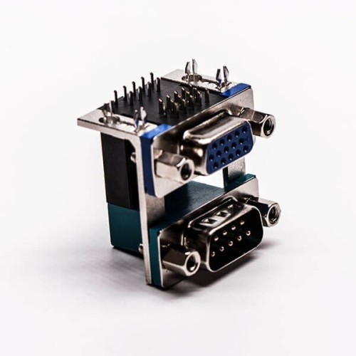 DB Stacked 90° Degree Staking Type Connector for PCB Mount DB Stacked 90° Degree Staking Type Connector for PCB Mount
