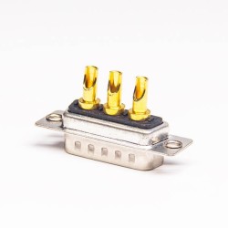 High Current D sub Connector 3W3 Straight Male Solder Type for Coaxial Cable