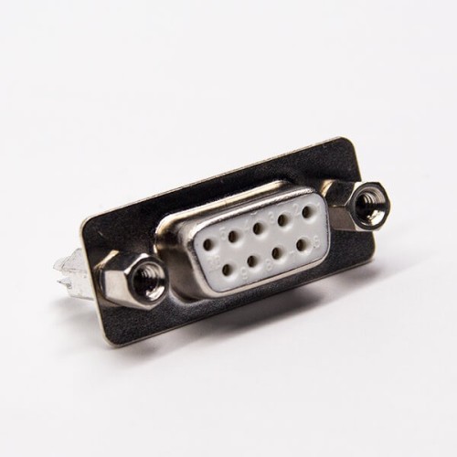 Machined D SUB 9 Pin Female 180 Degree Staking Type White Through Hole