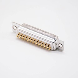 Solder Type 25 Pin D SUB Connector Standard Female Two Rows Straight Stamped
