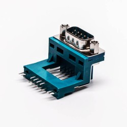 Top D Sub 9 Pin Solder Connector Male Grenn R/A Elevated Type for PCB Mount