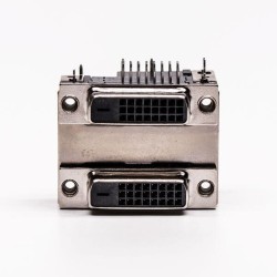 DVI 24+1 24+1 Female Connector R/A Black Stacked Type for PCB Mount