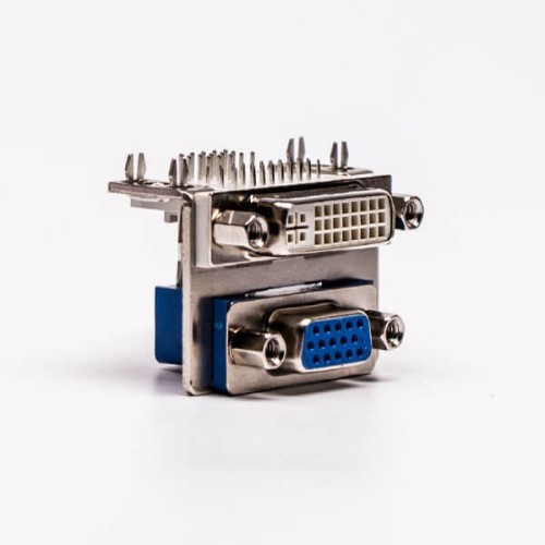 DVI 24+5 24+1 Connector R/A Female White Stacked Type for PCB Mount DVI 24+5 24+1 Connector R/A Female White Stacked Type for PCB Mount