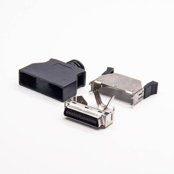 36 Pin SCSI Connector Straight Male Solder Type Push Button Black