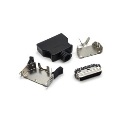 36 Pin SCSI Connector Straight Male Solder Type Push Button Black