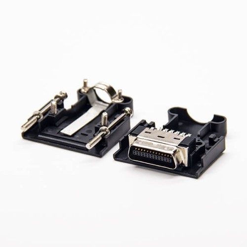 Screw Type SCSI Connector Male 26 Pin Black Plastic Shell MDR Type Screw Type SCSI Connector Male 26 Pin Black Plastic Shell MDR Type