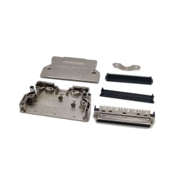SCSI 68 Pin HPDB Type Female Connector Latch Lock Metal Shell 1.27mm Pitch IDC Type for Cable