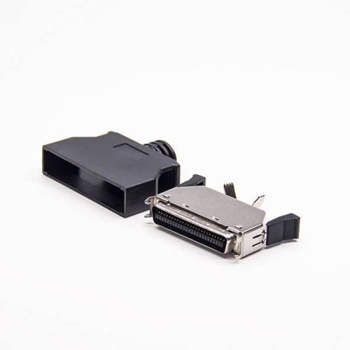 SCSI Connector 50 Pin 180 Degree Black Push Button Solder Type for Cable SCSI Connector 50 Pin 180 Degree Black Push Button Solder Type for Cable