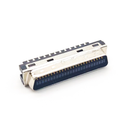 SCSI Connector 50 Pin 180 Degree Black Push Button Solder Type for Cable