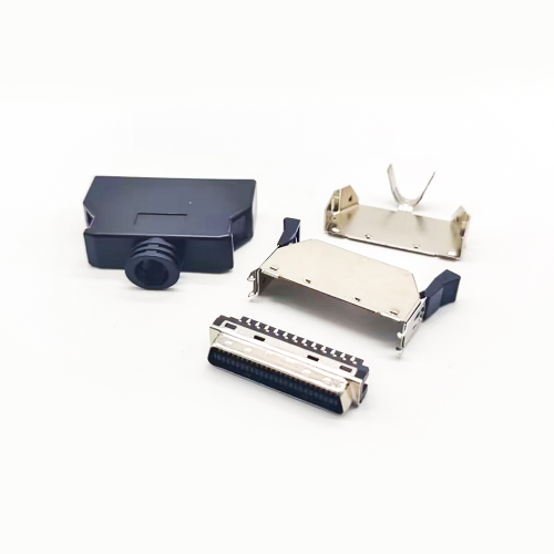 SCSI Connector 50 Pin 180 Degree Black Push Button Solder Type for Cable SCSI Connector 50 Pin 180 Degree Black Push Button Solder Type for Cable
