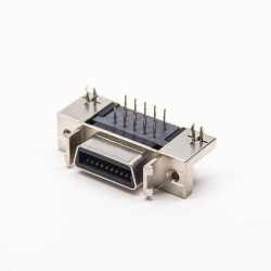 SCSI Connector Right Angled Female 20 Pin Staking Type DIP for PCB Mount