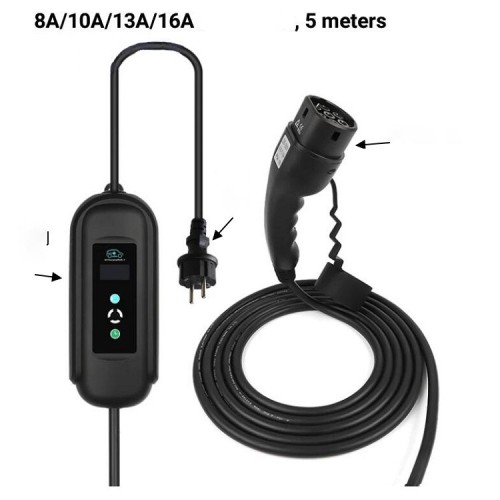 AC 16A 250V Single Phase EV Charger Mode 2 IEC 62196 Type 2 Connector Plug with 5M Cable For Vehicle End AC 16A 250V Single Phase EV Charger Mode 2 IEC 62196 Type 2 Connector Plug with 5M Cable For Vehicle End