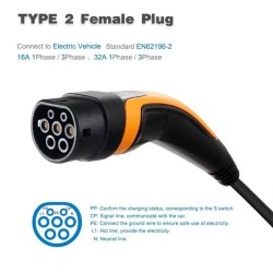 type 2 to type 2 charging cable 16a Three Phase Ev Charging Cables EN 62196-2 Standard