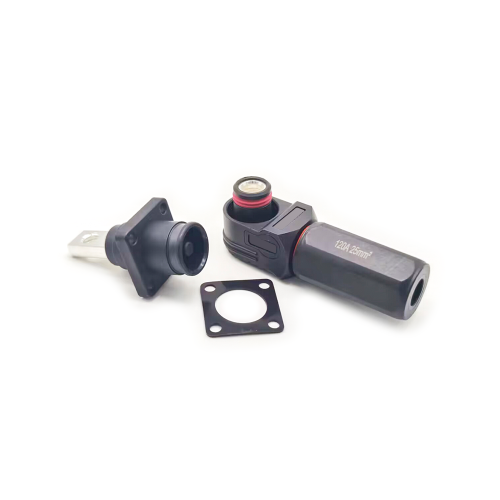 Energy Storage Connector 120A Busbar Lug Right Angle Plug and Socket 8mm Black IP67