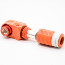 High Voltage Battery Connector Female 8mm Right Angle Plug 200A IP65 1 Pin Cable Plastic Orange