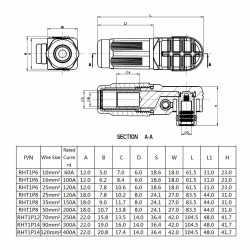Surlok Plus Orange Right Angle Female Plug 1 Pin 12MM Plastic 350A IP67 HV Connector