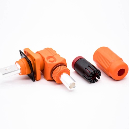 Surlok Power Connectors 8mm Right Angle Plug Socket Orange IP65 120A Busbar Lug One Pair