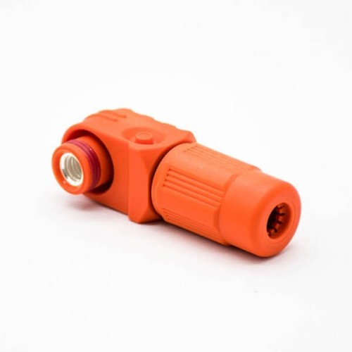 Surlok Power Connectors 8mm Right Angle Plug Socket Orange IP65 120A Busbar Lug One Pair