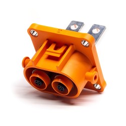200A HVIL Socket High Voltage Interlock Connector 2Pin 8mm Plastic W/busbar M8 Thread Hole