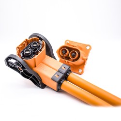 8mm 200A High Current HVIL Plug High Voltage Interlock Connector 2Pin Right Angled Plastic Shell