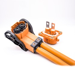 8mm 200A High Current HVIL Plug High Voltage Interlock Connector 2Pin Right Angled Plastic Shell