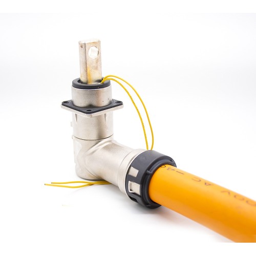 High Voltage Connector EV 1 Pin Metal Plug Socket 500A Right Angle Shield High Voltage Connector EV 1 Pin Metal Plug Socket 500A Right Angle Shield