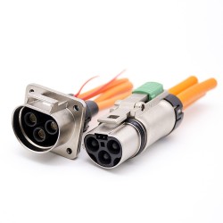 High Voltage Safety Lock Cable 3.6mm 3 Pin 35A Straight Metal HVSL Plug For 6mm2 Wire