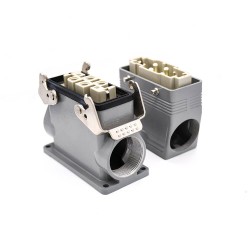 6 Pin Heavy Duty Connector Female Butt-joint Male Silver Plating Size M40 H16B Hasp