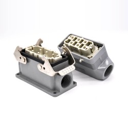 Heavy Duty Connector 6 Pin Female Butt-joint Male Silver Plating Size M40 H16B Hasp