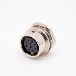 Elecje Connector HR10 Female Receptacle 10 Pin Straight PCB Through Hole Back Mount Circular Push-Pull Connector
