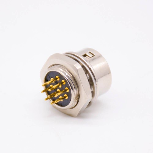 Elecje Connector HR10 Female Receptacle 10 Pin Straight PCB Through Hole Back Mount Circular Push-Pull Connector