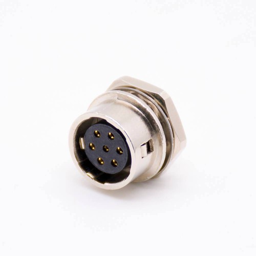 Elecje HR10 Circular Connector Female Receptacle 7 Pin Straight PCB Through Hole Back Mount Circular Push-Pull Connector