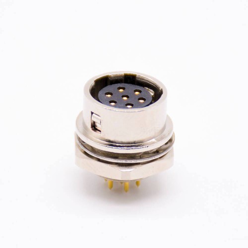 Elecje HR10 Circular Connector Female Receptacle 7 Pin Straight PCB Through Hole Back Mount Circular Push-Pull Connector