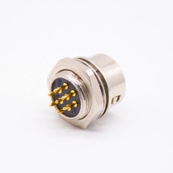 Elecje HR10 Circular Connector Female Receptacle 7 Pin Straight PCB Through Hole Back Mount Circular Push-Pull Connector