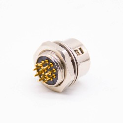 HR10 Elecje Connectors Female Receptacle 12 Pin Straight PCB Through Hole Back Mount Circular Push-Pull Connector