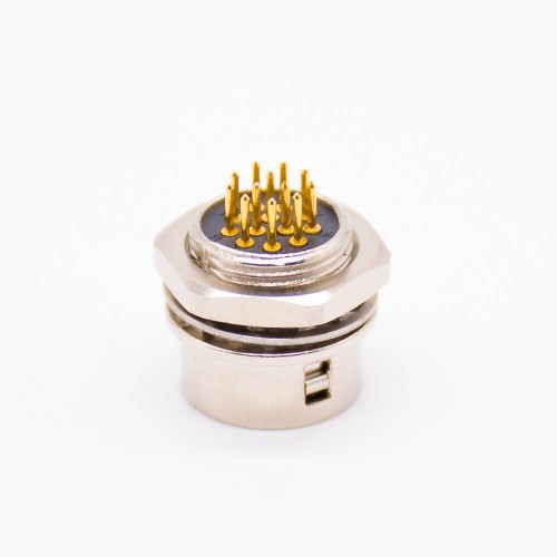 HR10 Elecje Connectors Female Receptacle 12 Pin Straight PCB Through Hole Back Mount Circular Push-Pull Connector
